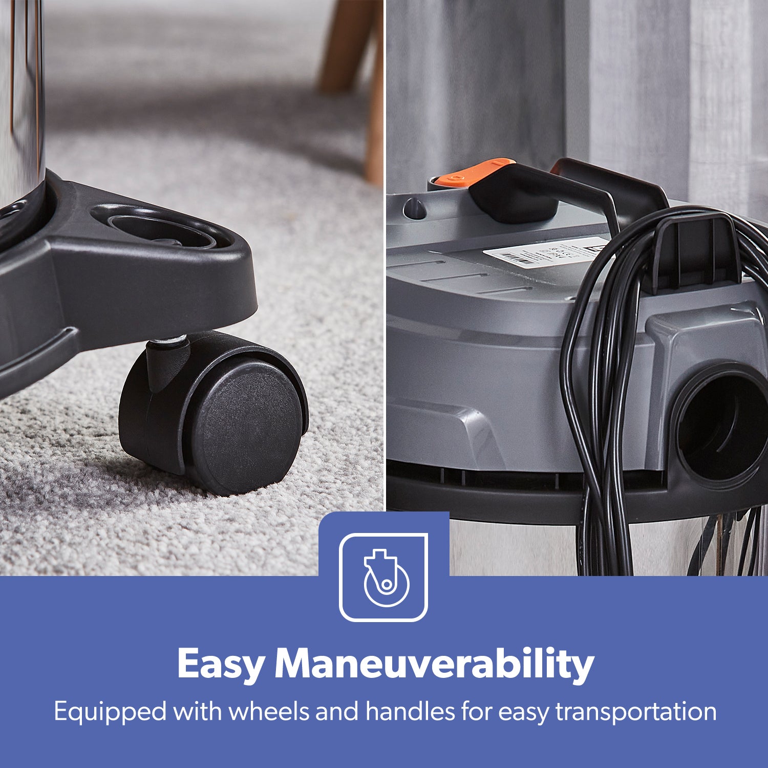 1400W Wet & Dry Bagless Drum Vacuum Cleaner 20L