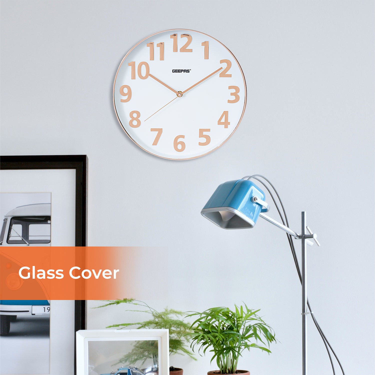 3D Rose Gold and White Glass Wall Clock
