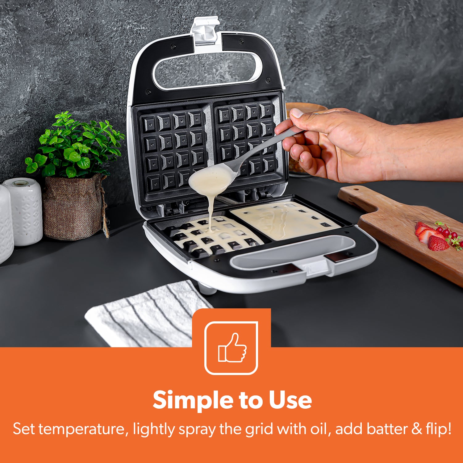 Two-Slice Non-Stick Belgian Waffle Maker