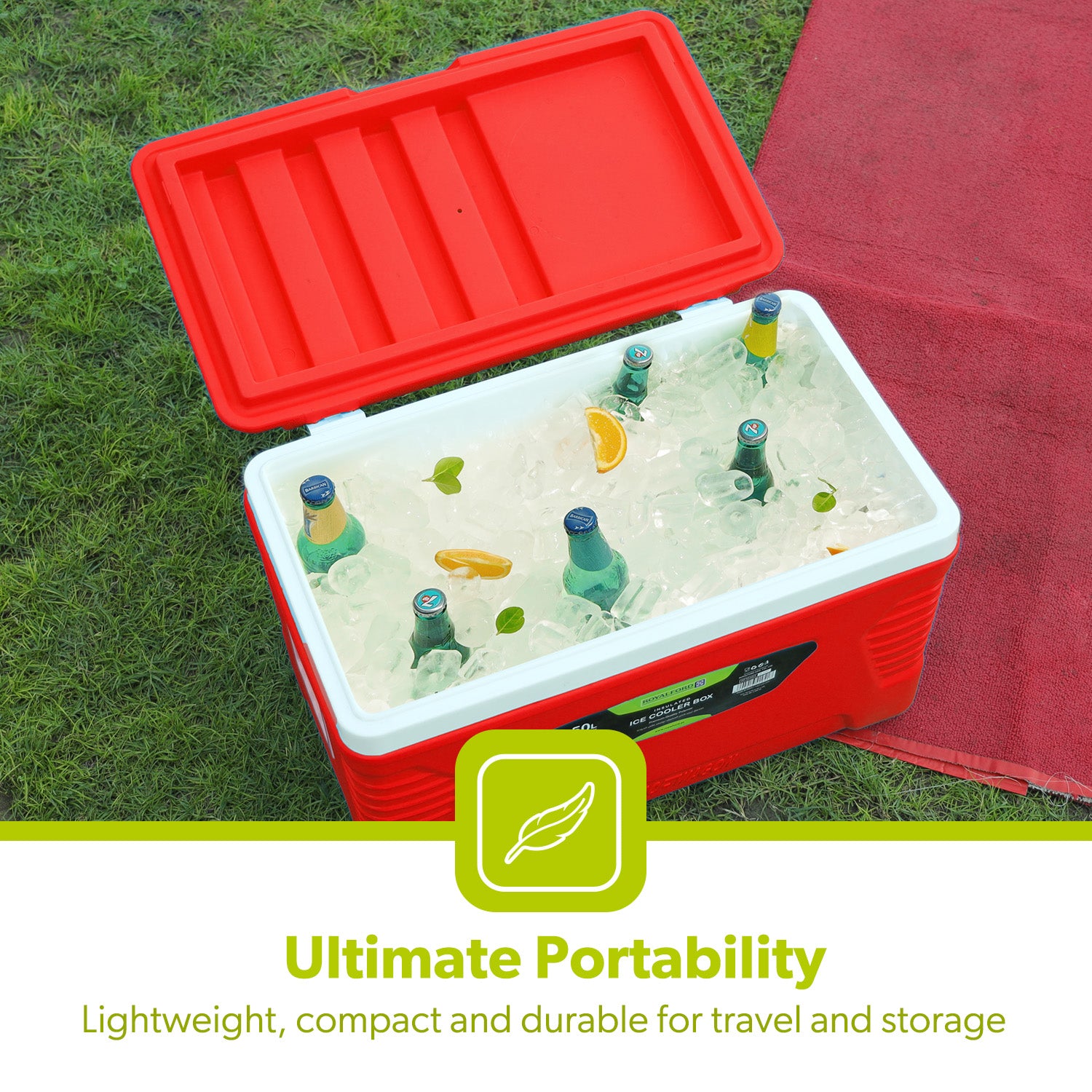 50L Red Double Insulated Ice Cooler Chest