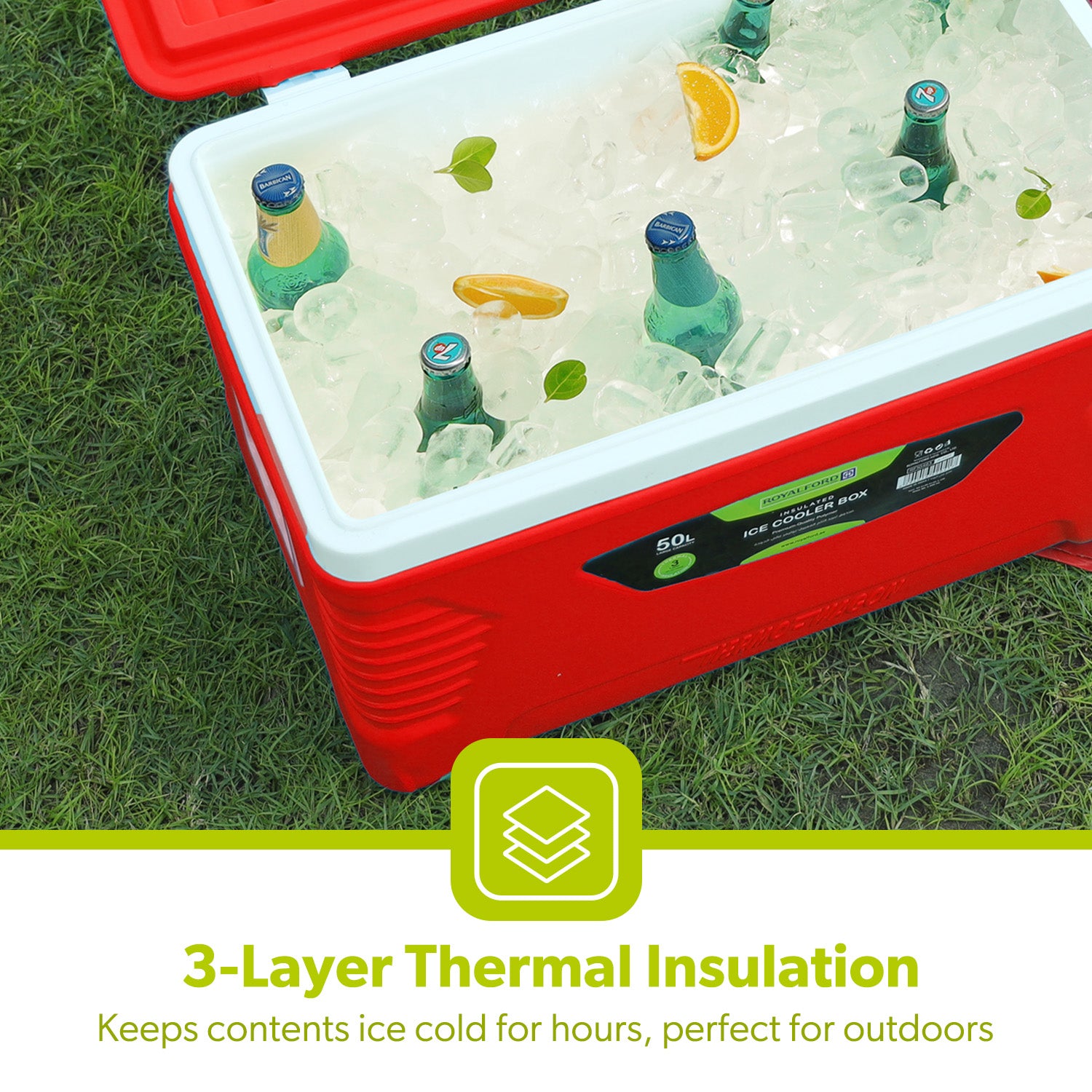 50L Red Double Insulated Ice Cooler Chest
