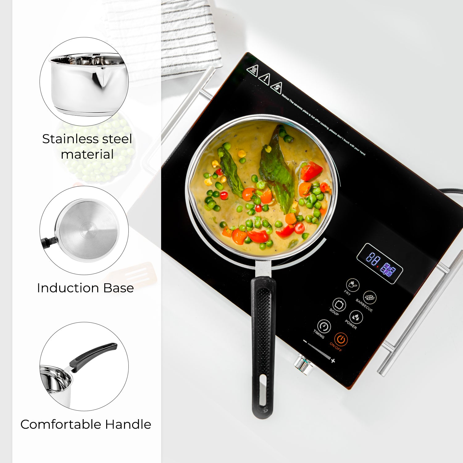 16cm Stainless Steel Heavy-Gauge Tri-Ply Saucepan