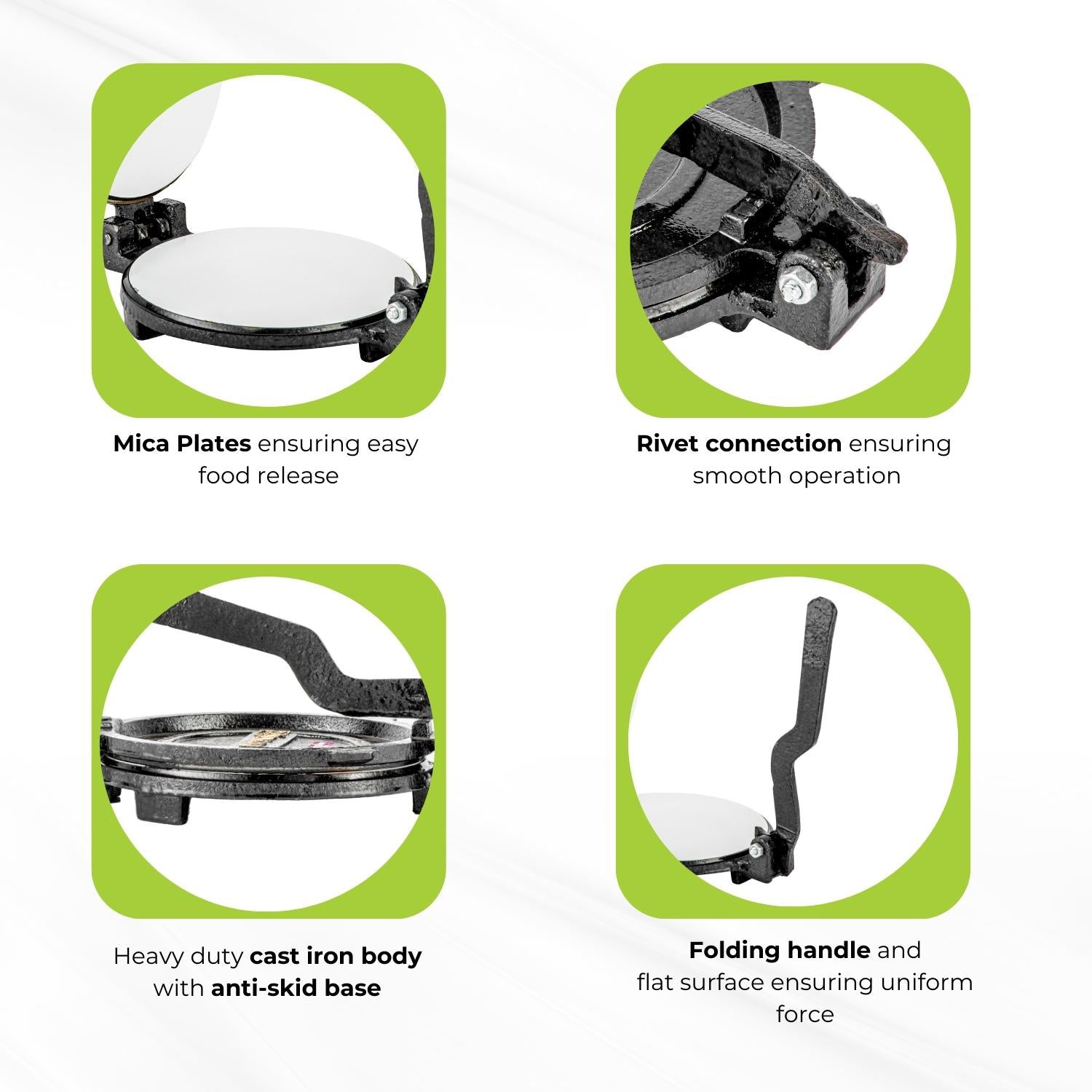 17.5cm Non-Stick Cast Iron Chapati Maker and Roti Press