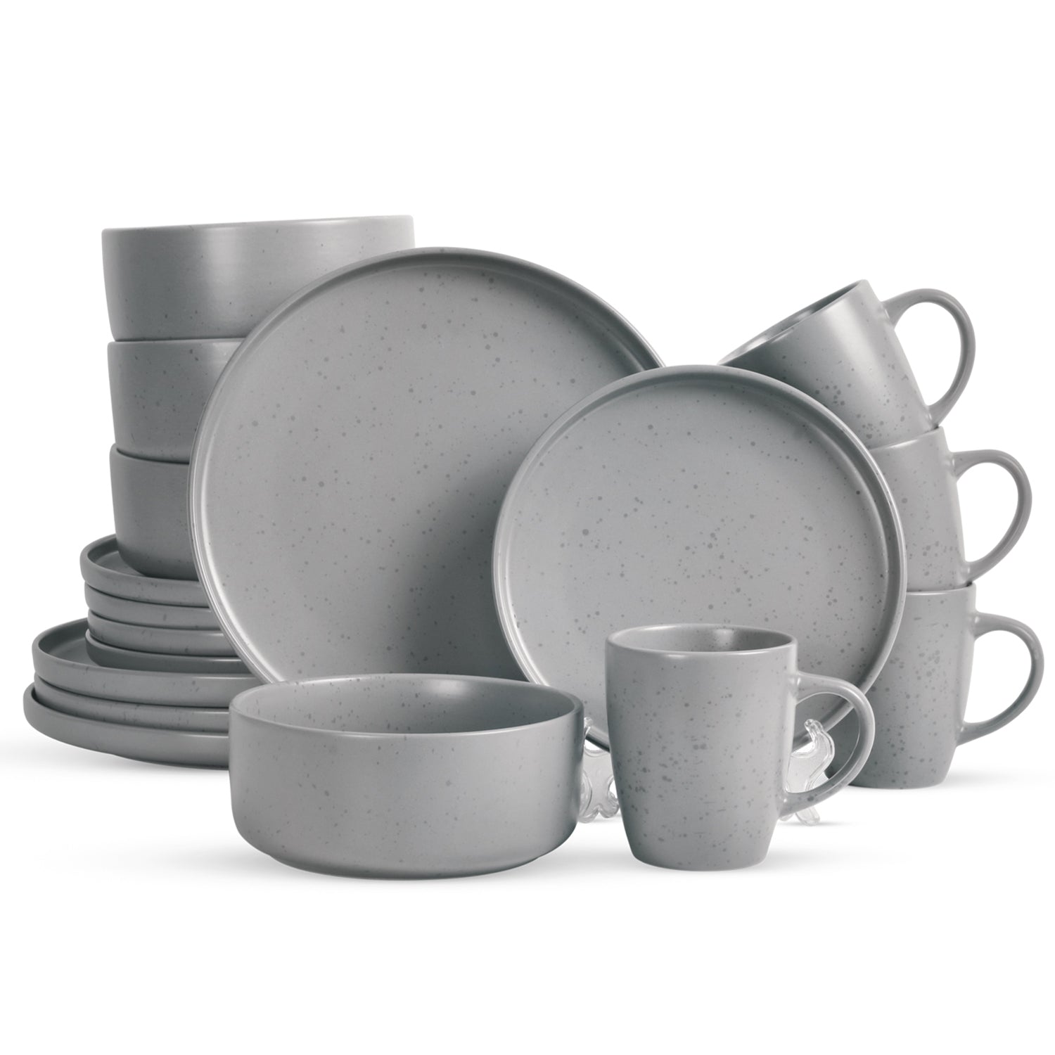 16 Piece 'Nordic Grey' Stoneware Dinnerware Set