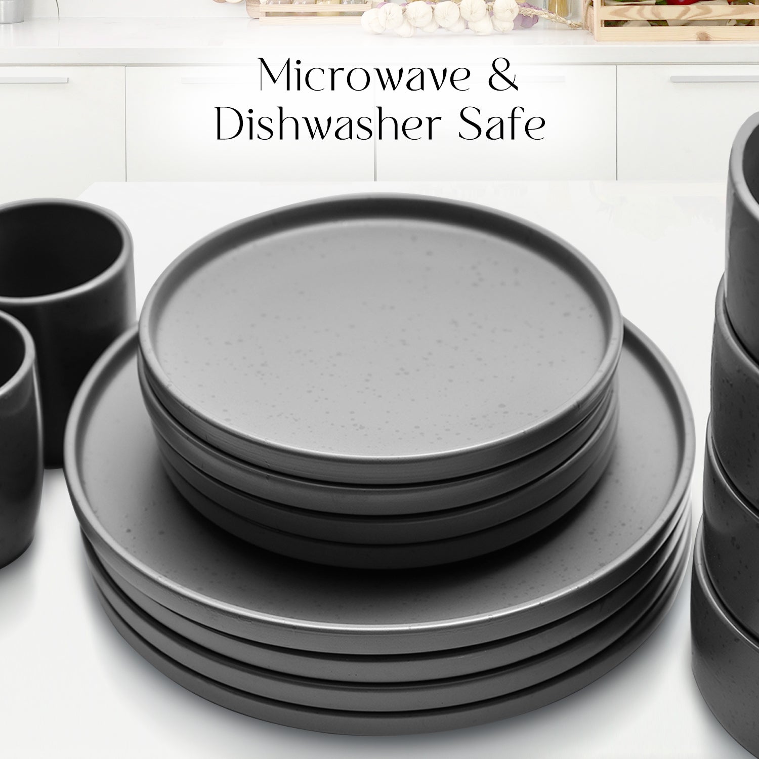 16 Piece 'Nordic Grey' Stoneware Dinnerware Set