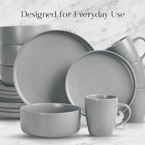 16 Piece 'Nordic Grey' Stoneware Dinnerware Set