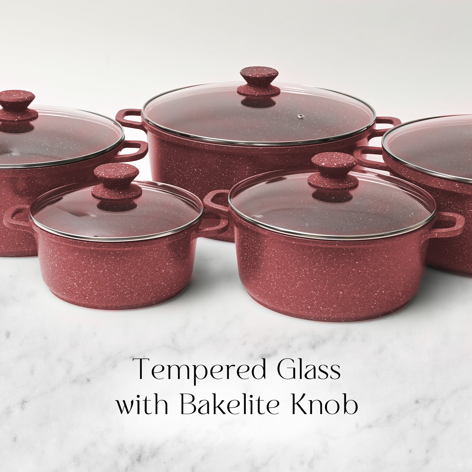 5-Piece Red Non-Stick Die-Cast Aluminium Cookware Set