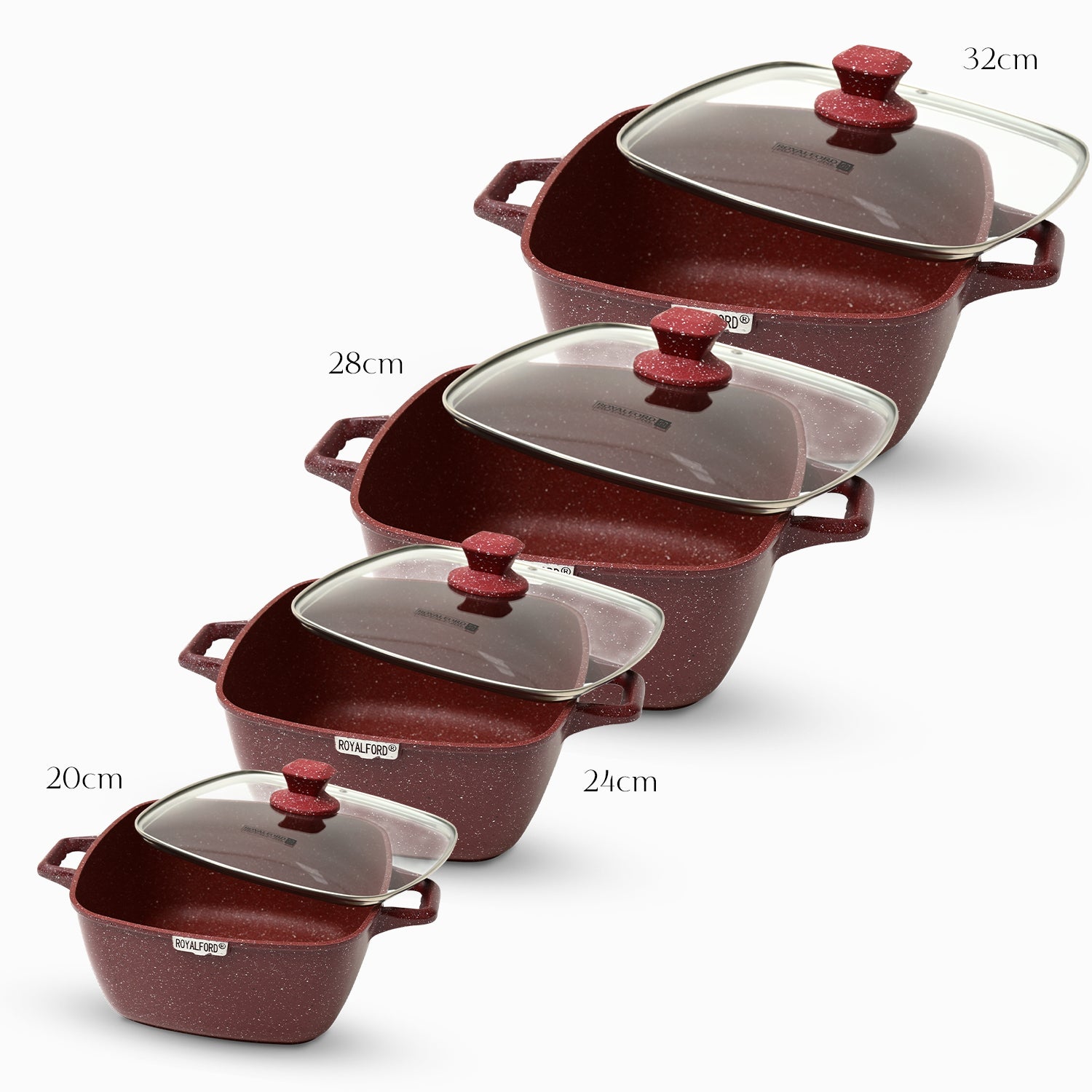 4-Piece Red Die-Cast Casserole Cookware Set