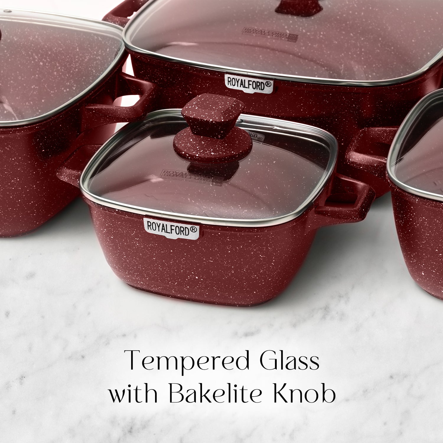 4-Piece Red Die-Cast Casserole Cookware Set