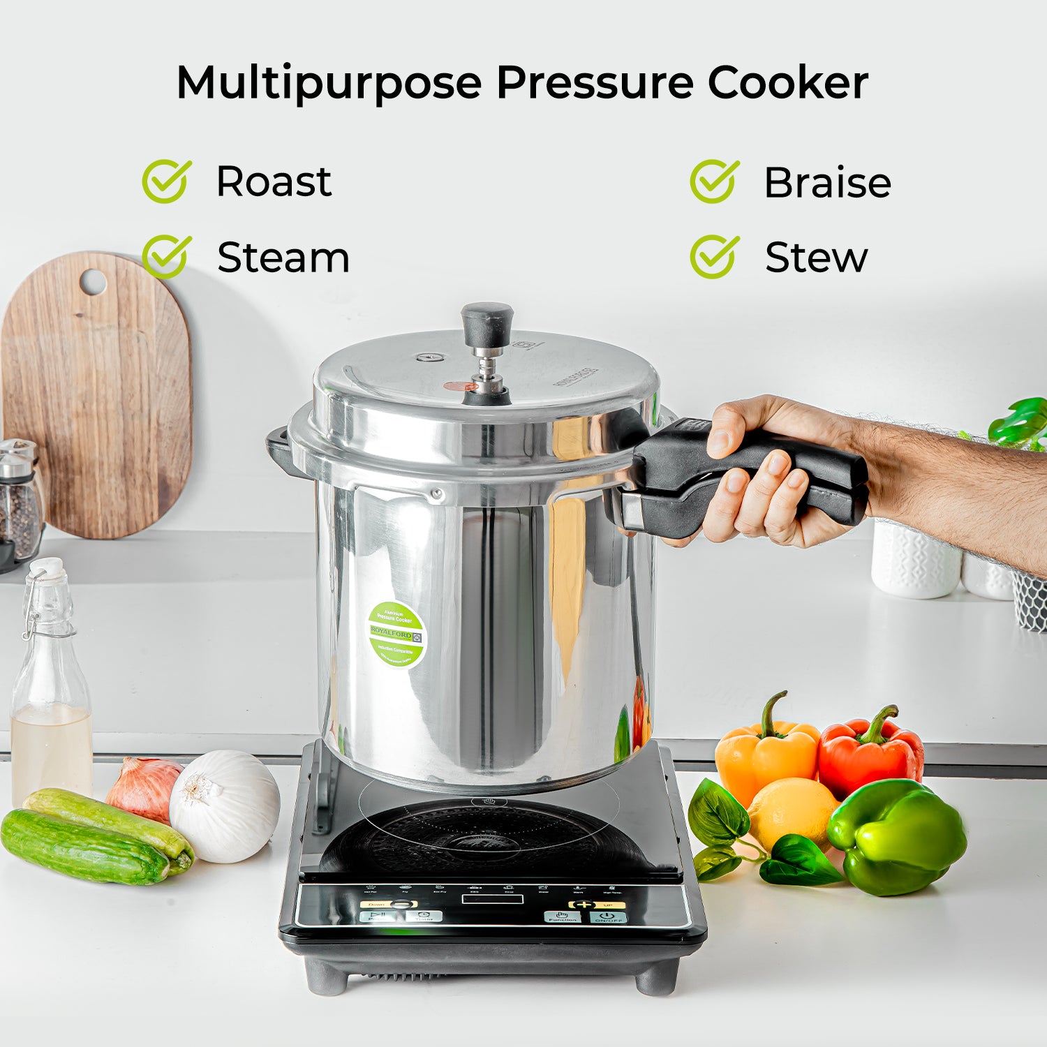 12L Lightweight Aluminium Stovetop Pressure Cooker