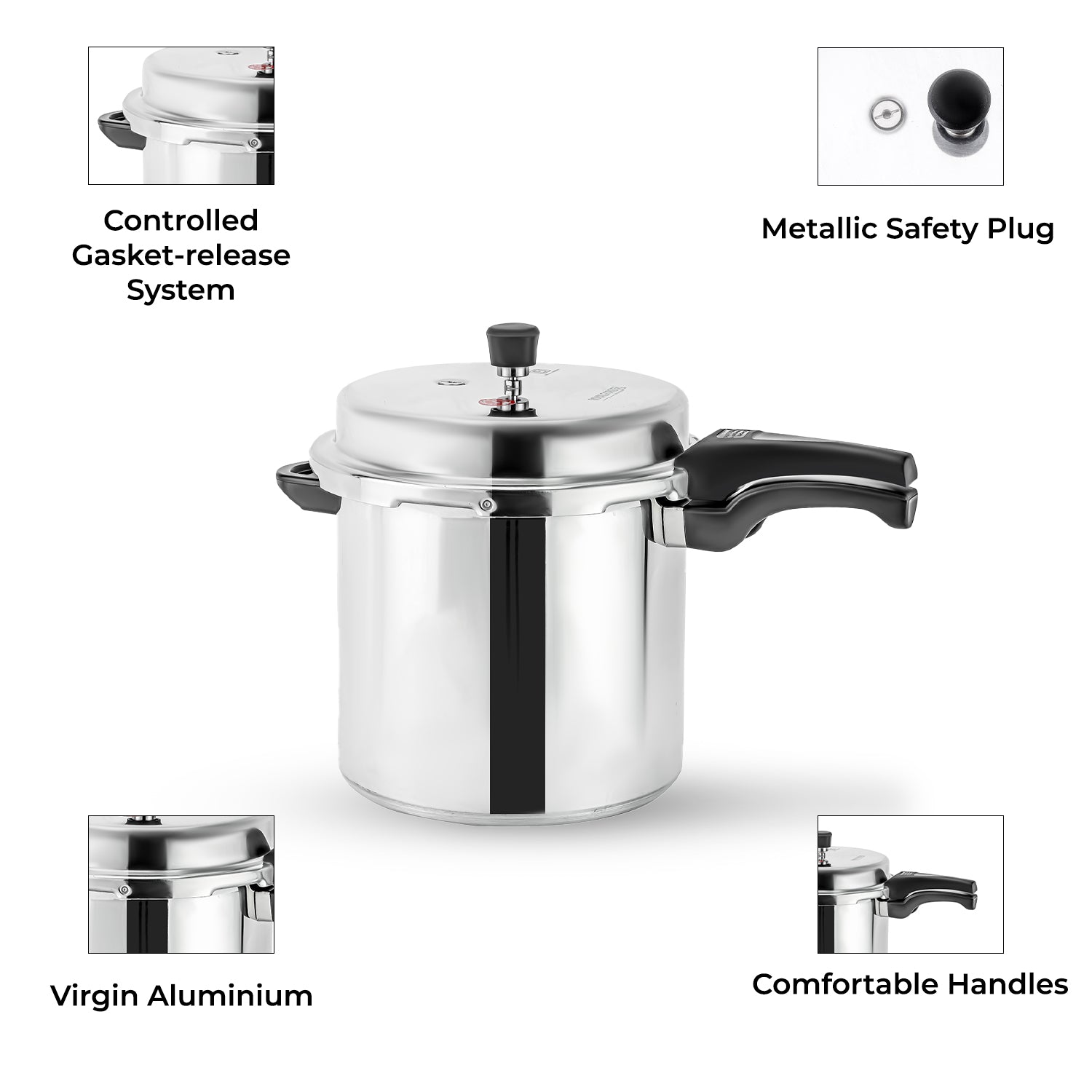 12L Lightweight Aluminium Stovetop Pressure Cooker