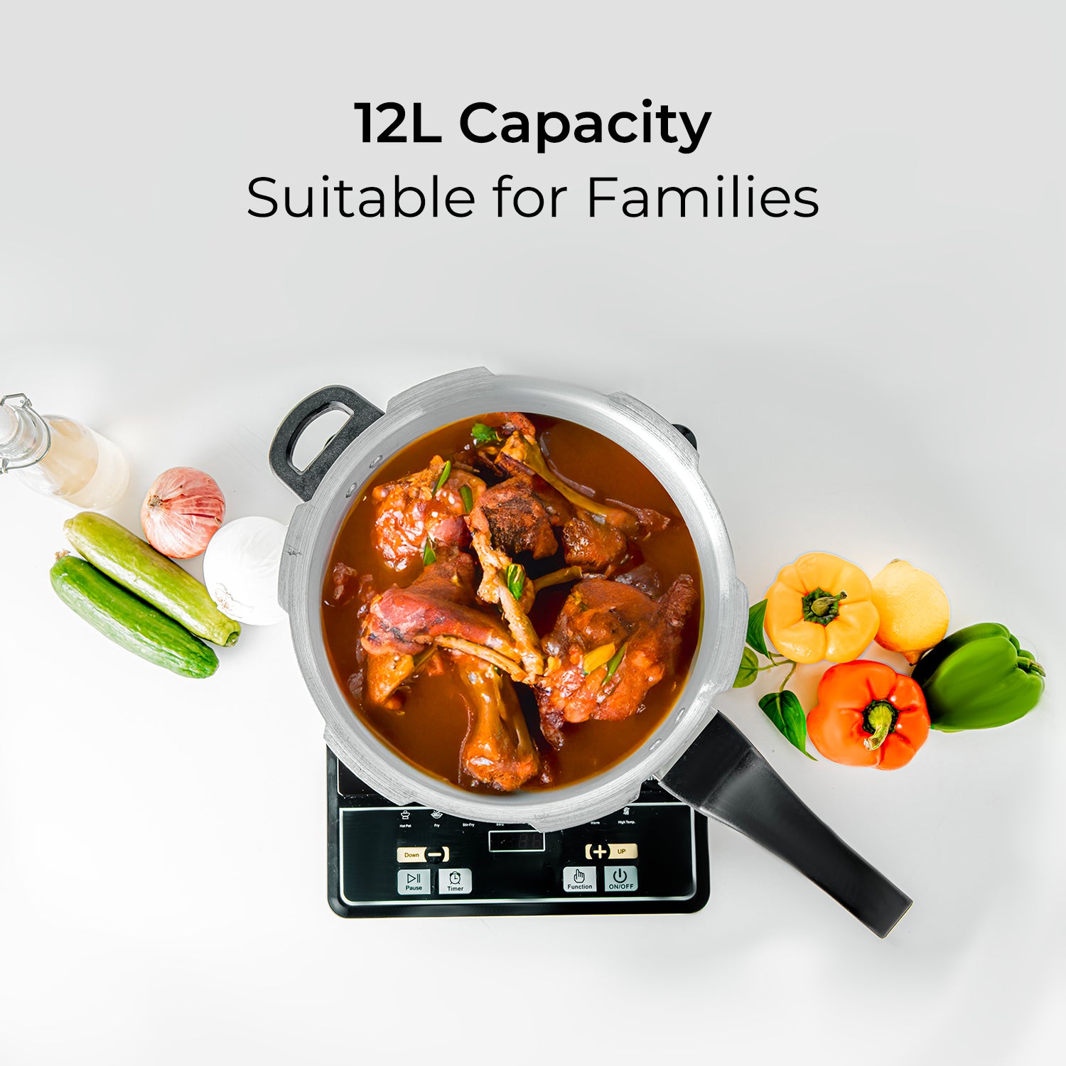 12L Lightweight Aluminium Stovetop Pressure Cooker
