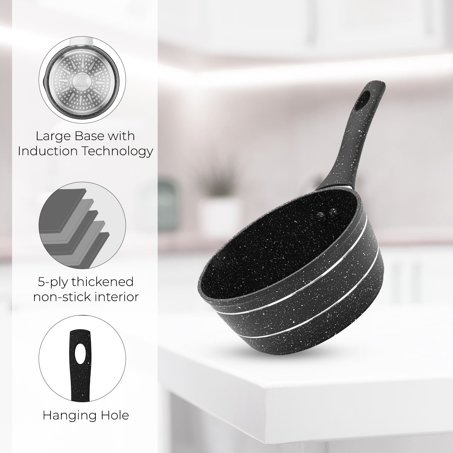 14cm Lightweight 5-Ply Non-Stick Saucepan