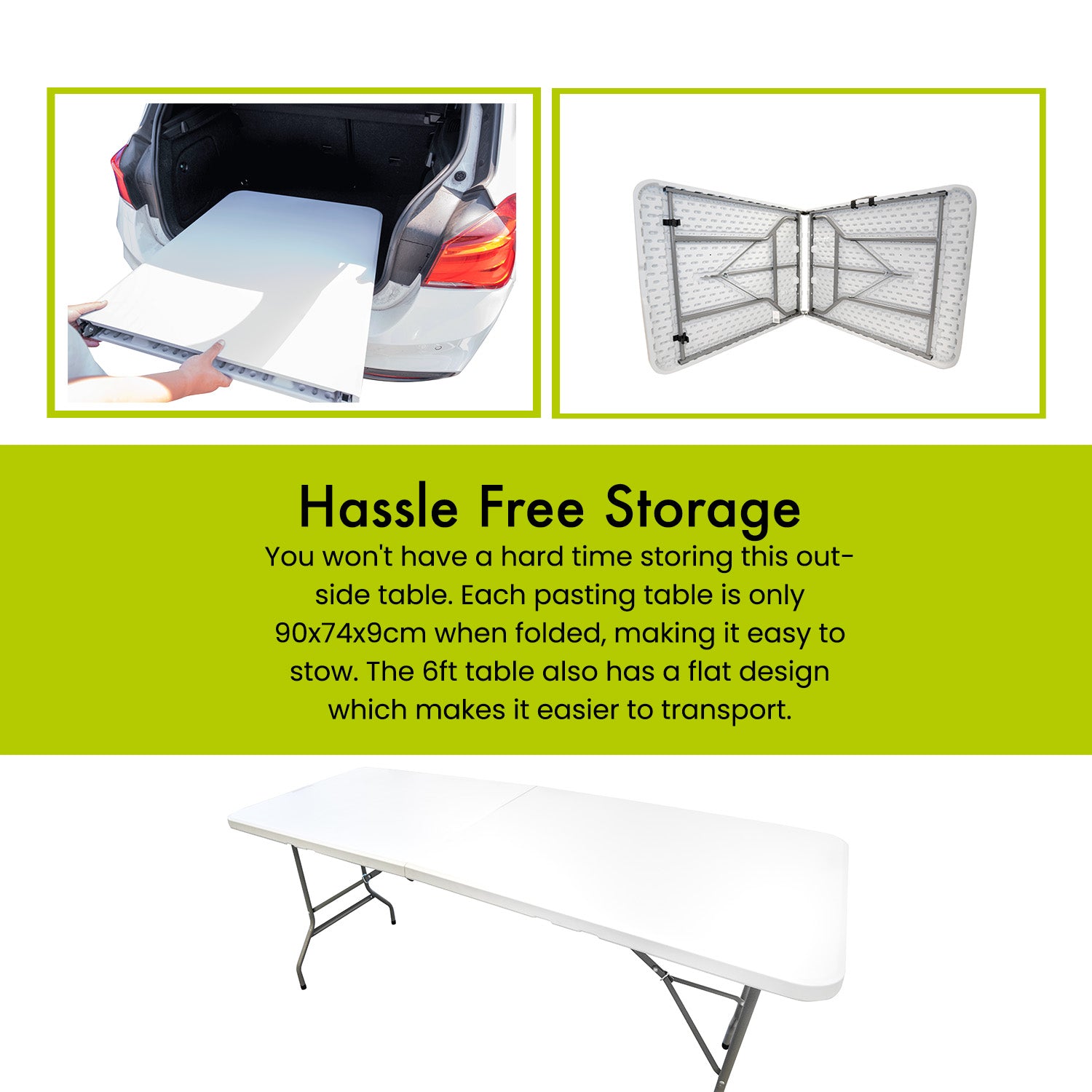 6ft White Heavy-Duty Folding Table, Outdoor & Indoor Portable Table
