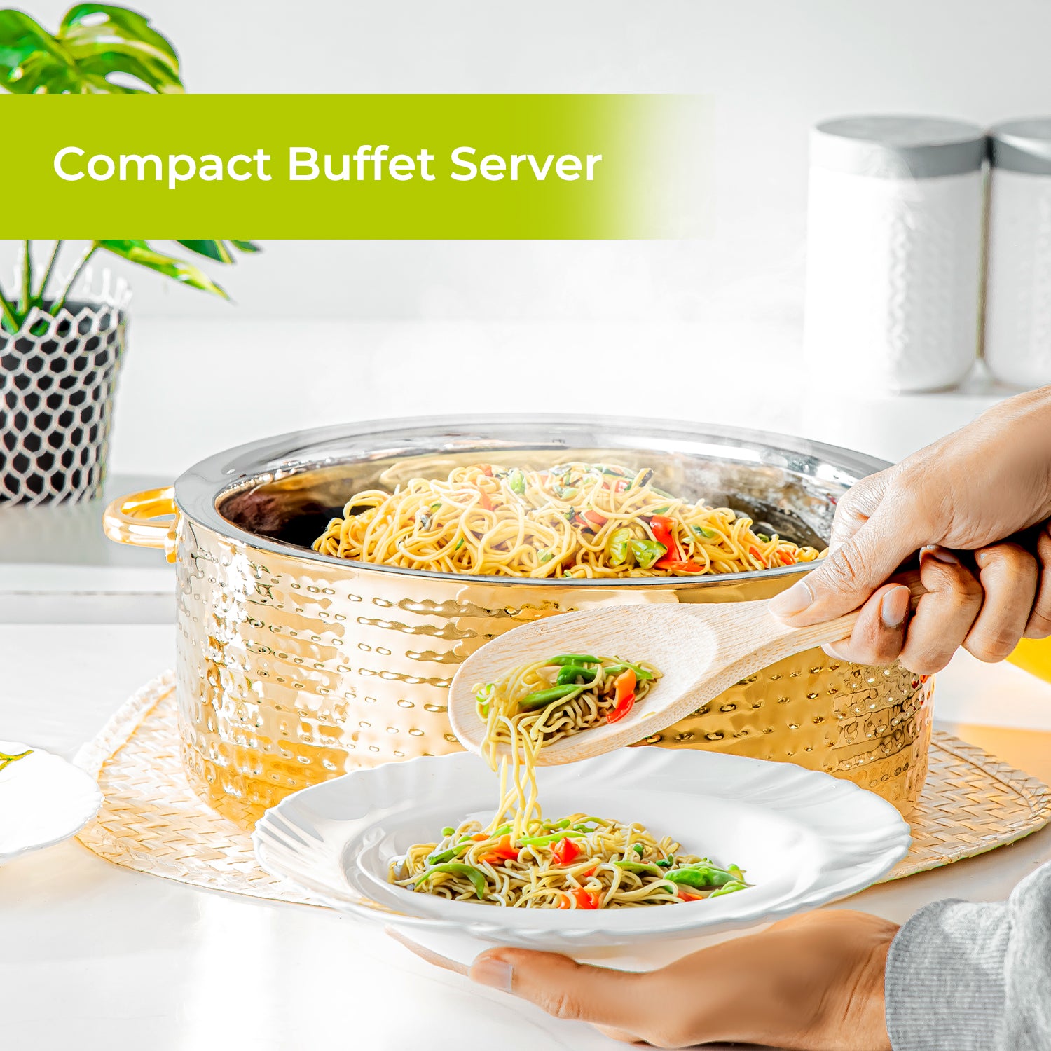 3L Stainless Steel Gold Monarch Cornetto Serving Dish