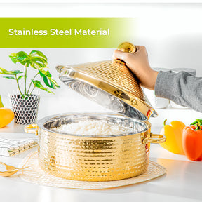4L Stainless Steel Gold Cornetto Monarch Serving Dish