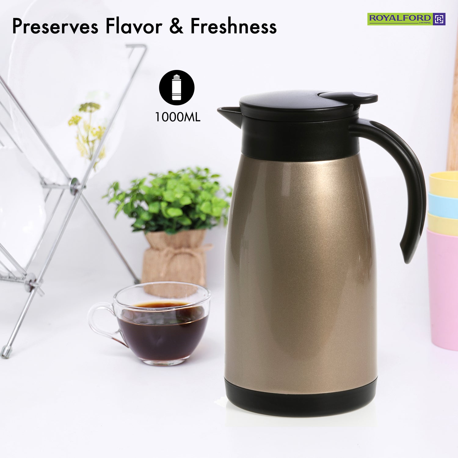1L Stainless Steel Travel Tea and Coffee Thermos Pot