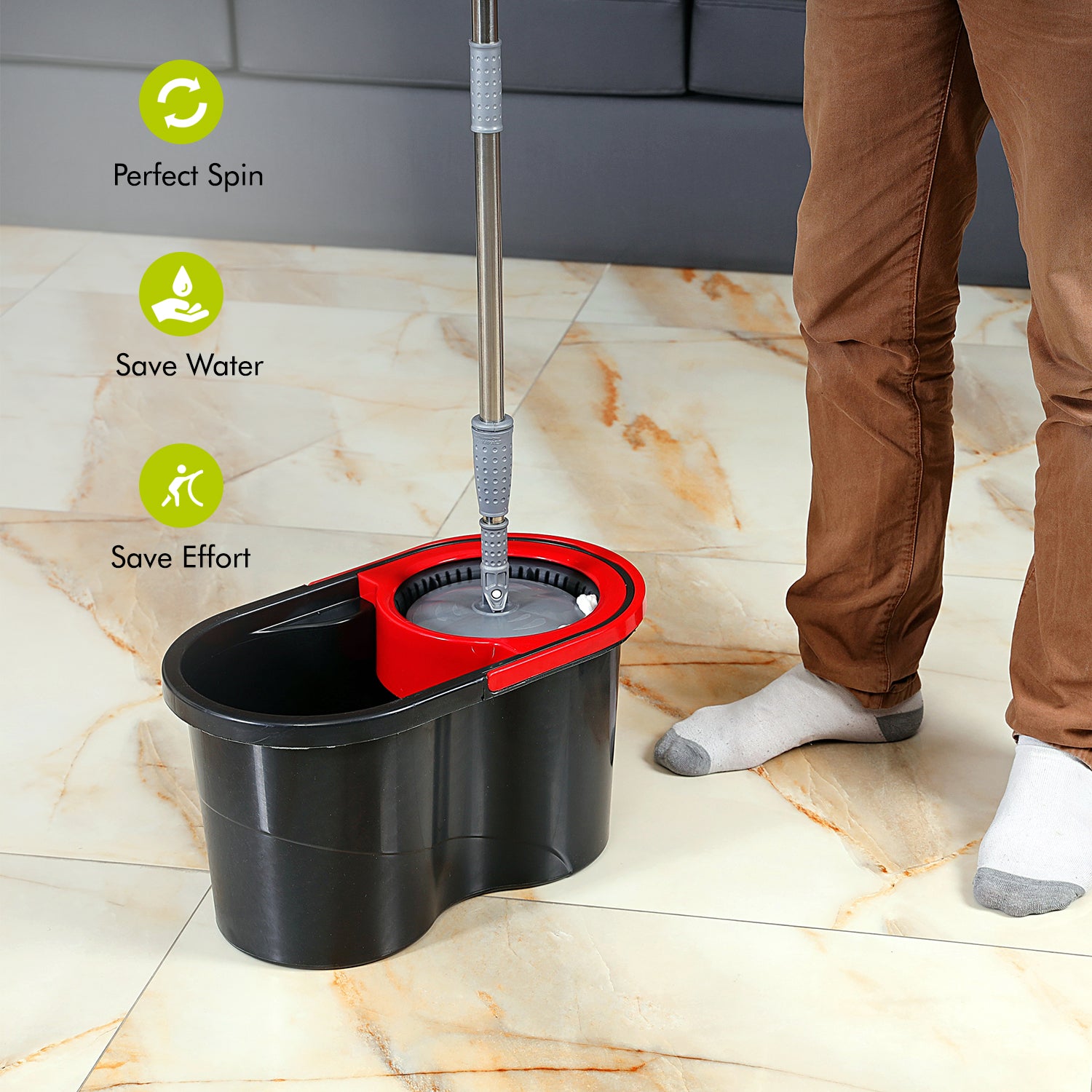 16L 'Easy-Press' Microfibre Mop and Bucket Set