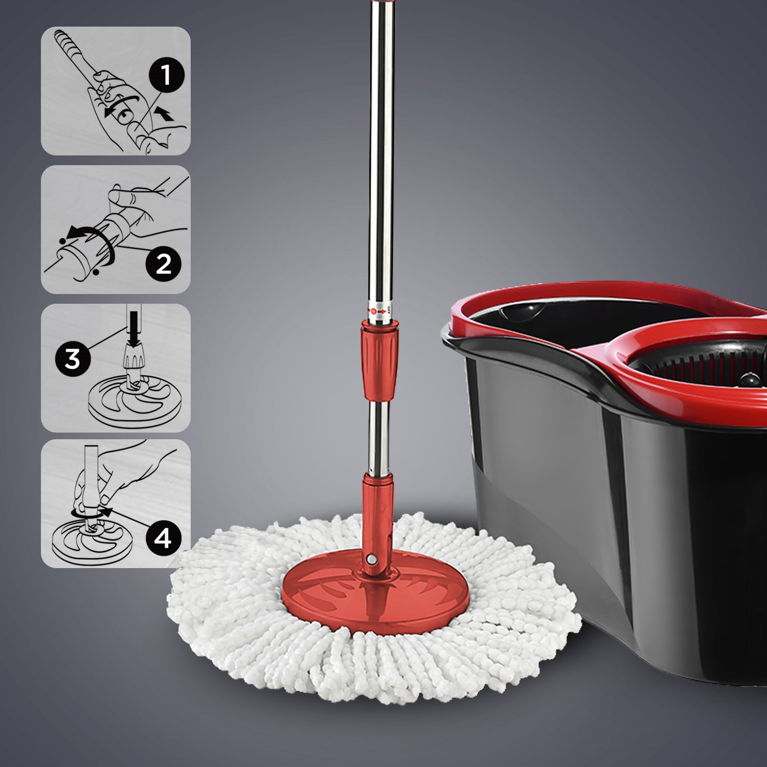 16L 'Easy-Press' Microfibre Mop and Bucket Set