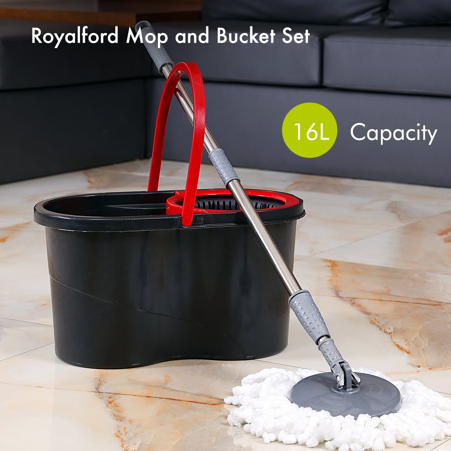 16L 'Easy-Press' Microfibre Mop and Bucket Set