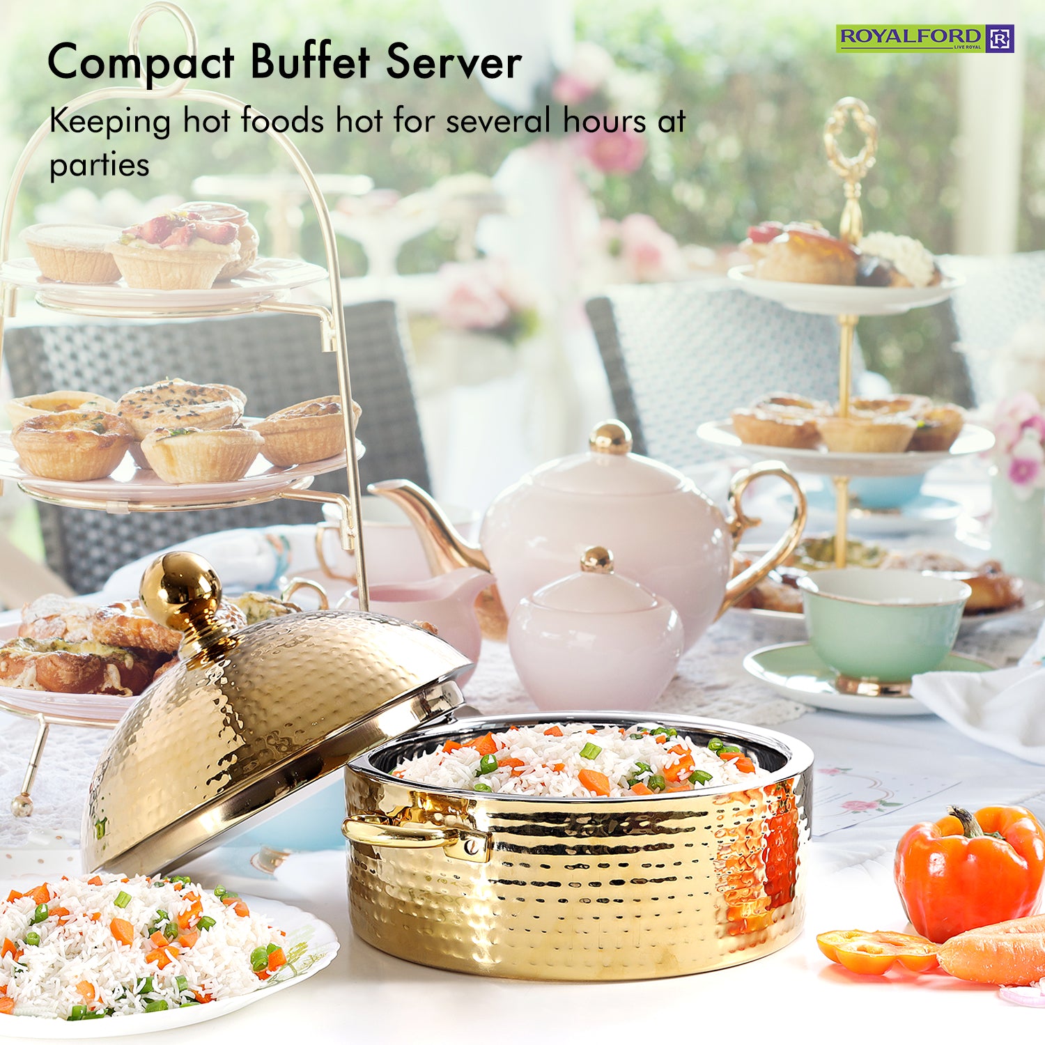 4L Gold Monarch Dome Hot Pot Serving Dish