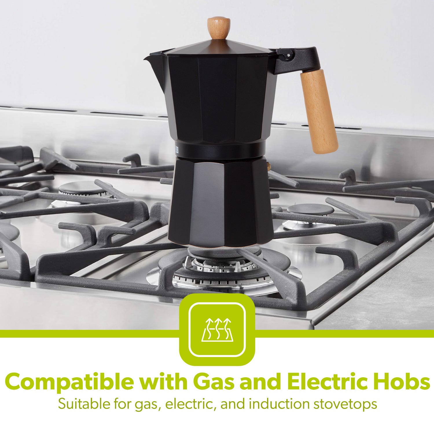 Stovetop Italian Moka Espresso Percolator - 9 Cup Coffee Maker