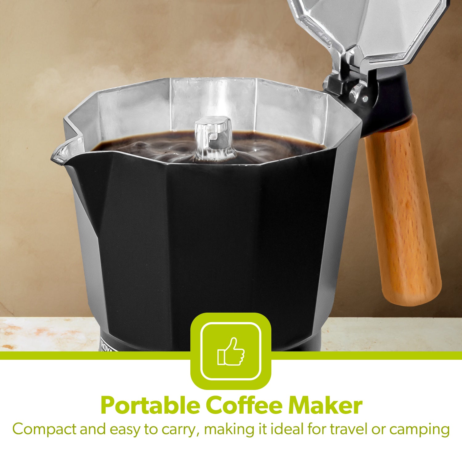 Stovetop Italian Moka Espresso Percolator - 9 Cup Coffee Maker