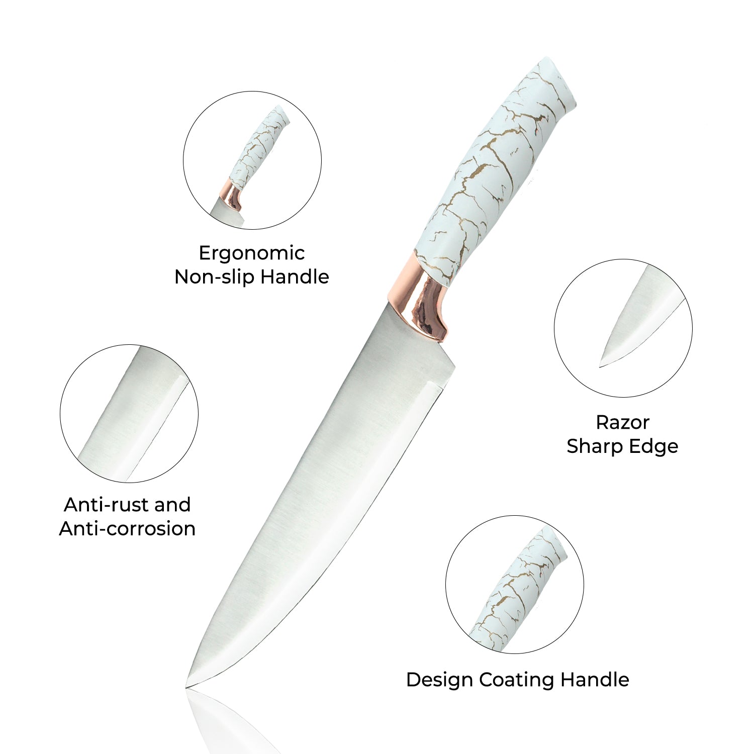 5-Piece Extra Sharp Marble Knife Set With Holder