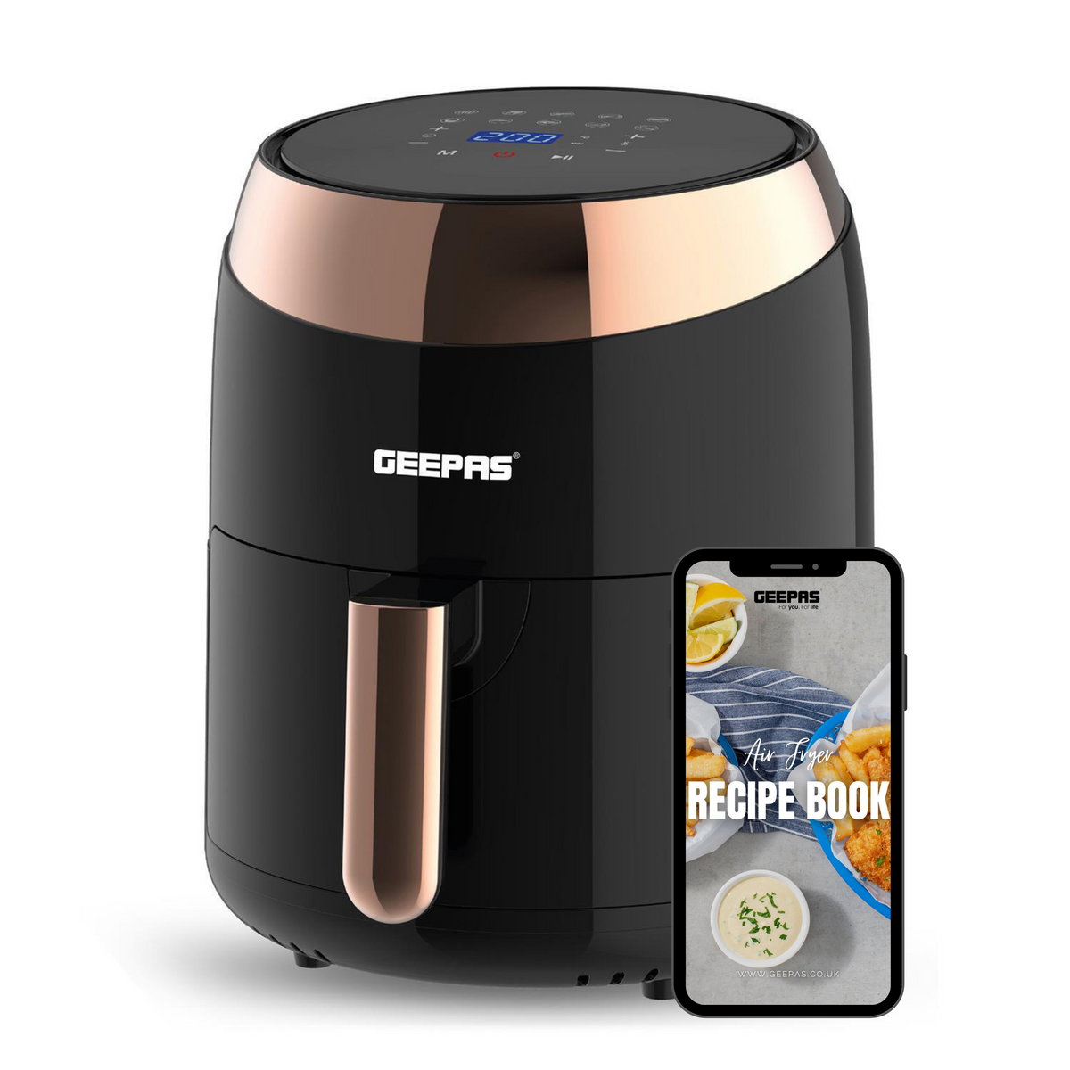 3.5L Rose Gold Digital 'Vortex' Air Fryer + Free Recipe E-Book