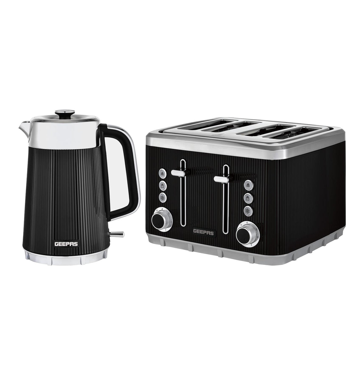 1.7L 3000W Electric Kettle & 4 Slice Toaster Kitchen Set Arcus Black