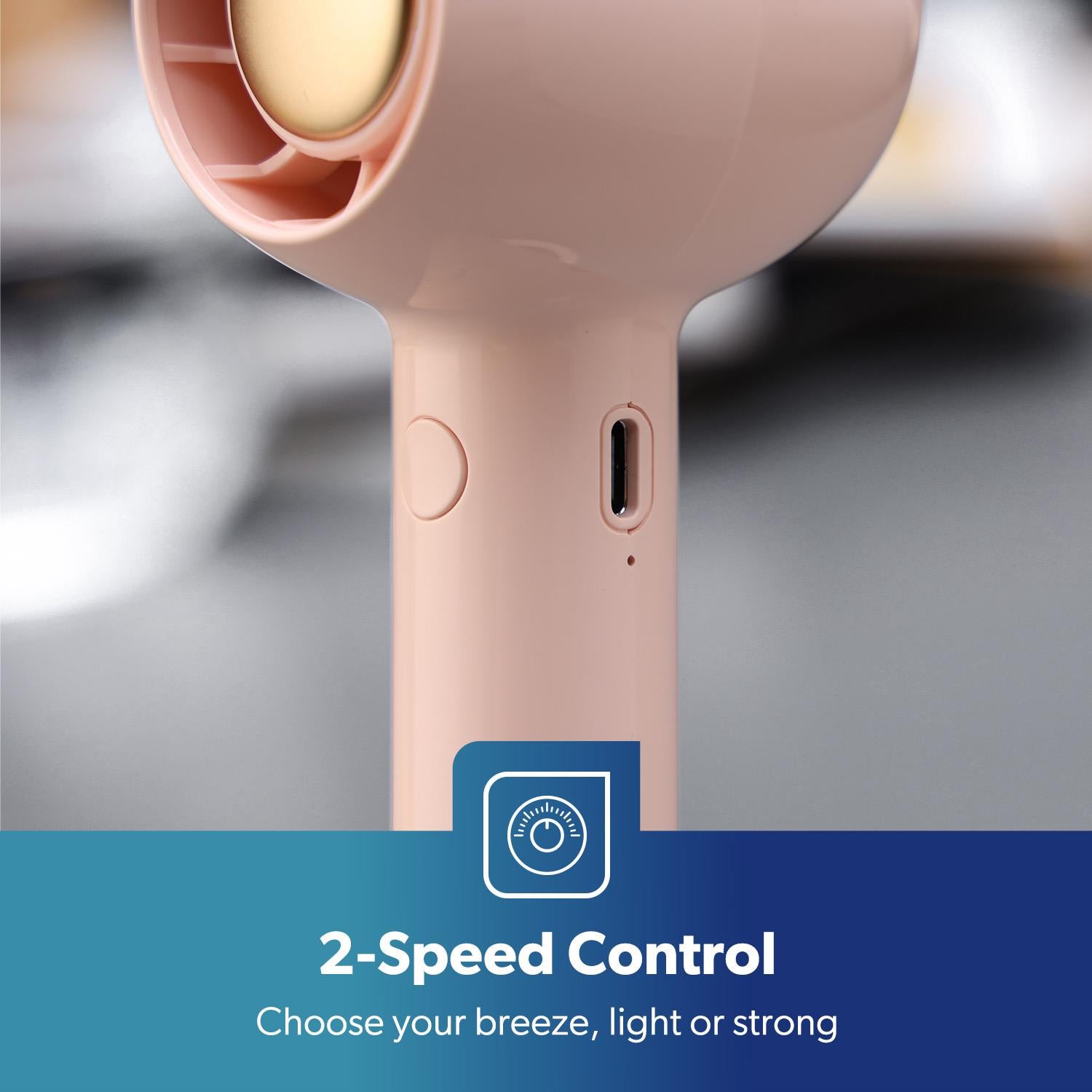 2-Speed Pink USB Handheld Mini Fan