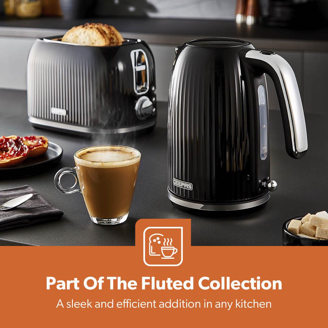 1.7L Rapid Boil Fluted Black Jug Electric Kettle