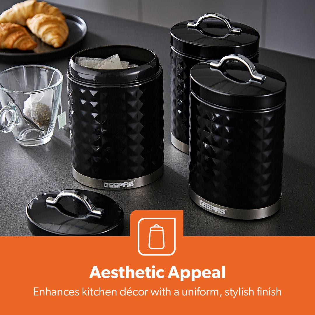 3-Piece Matching Airtight Kitchen Storage Canister Set 1.3L