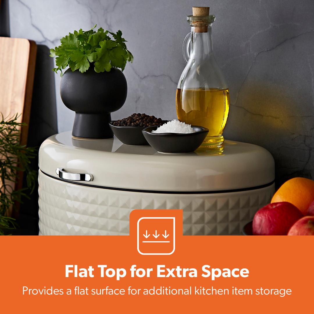 9L Argyle Cream Carbon Steel Bread Bin Kitchen Storage