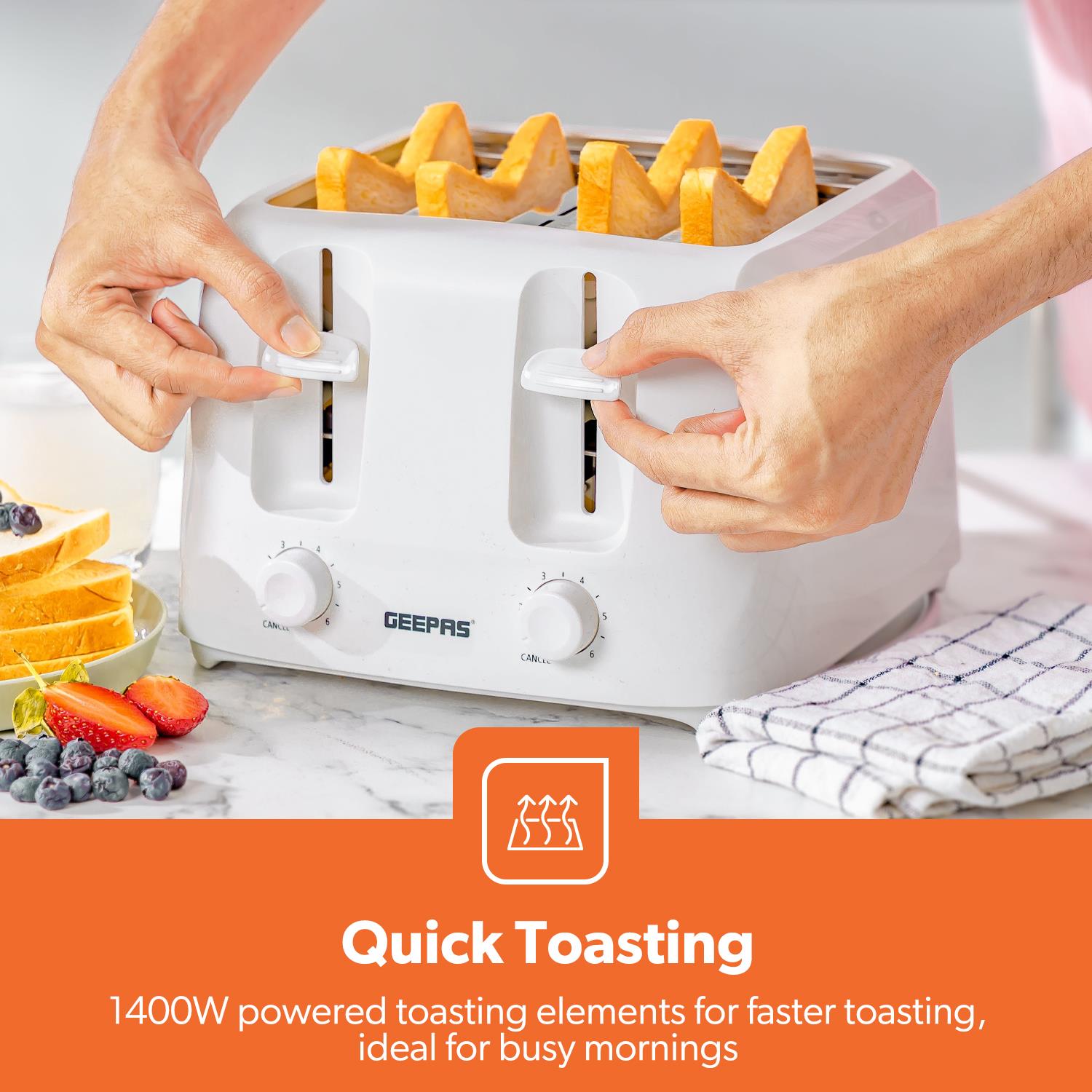 1.7L Glass Kettle, White Four Slice Toaster & Microwave Set