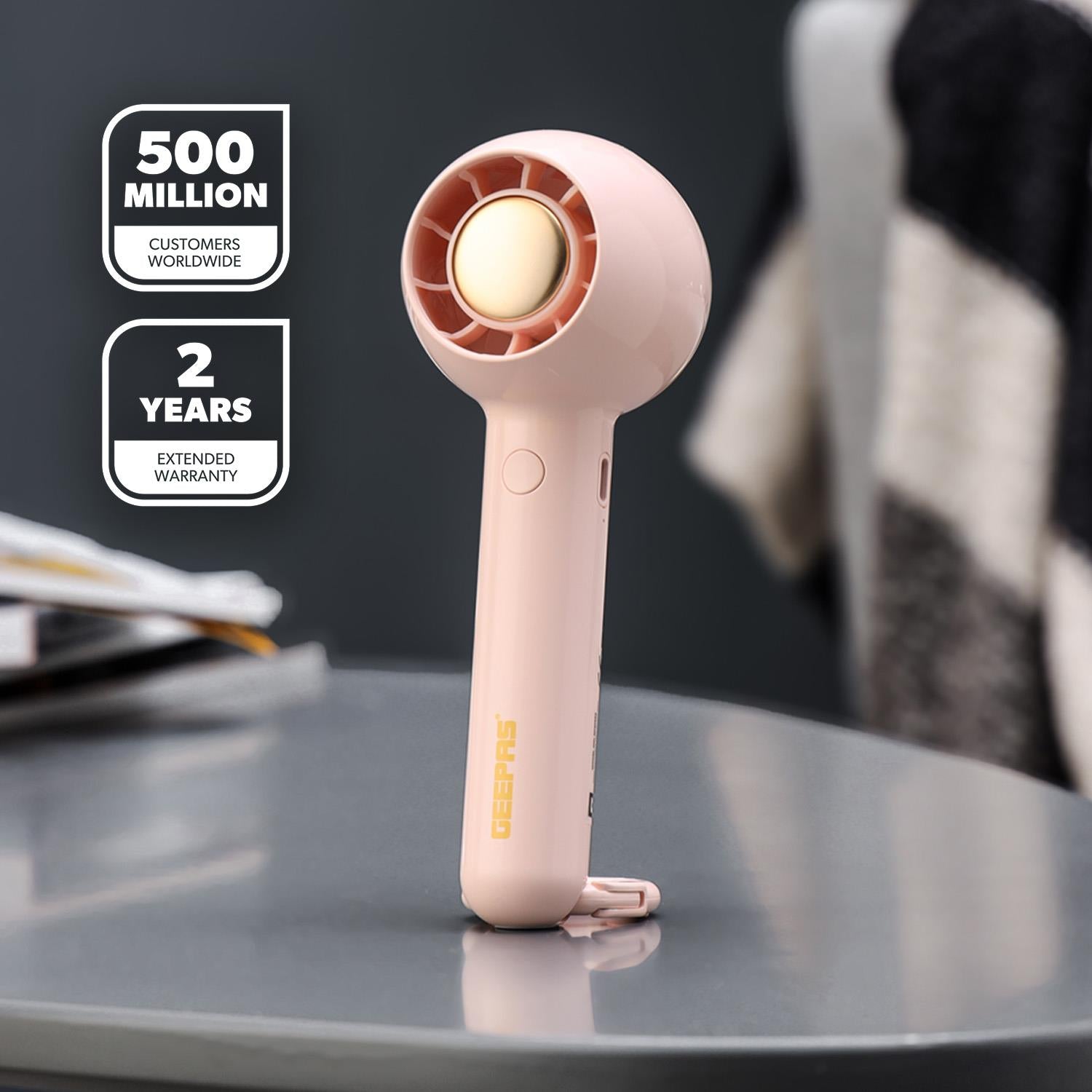 Mini Handheld Fan Pack of 2 Rechargeable Travel Fans – Pink & White