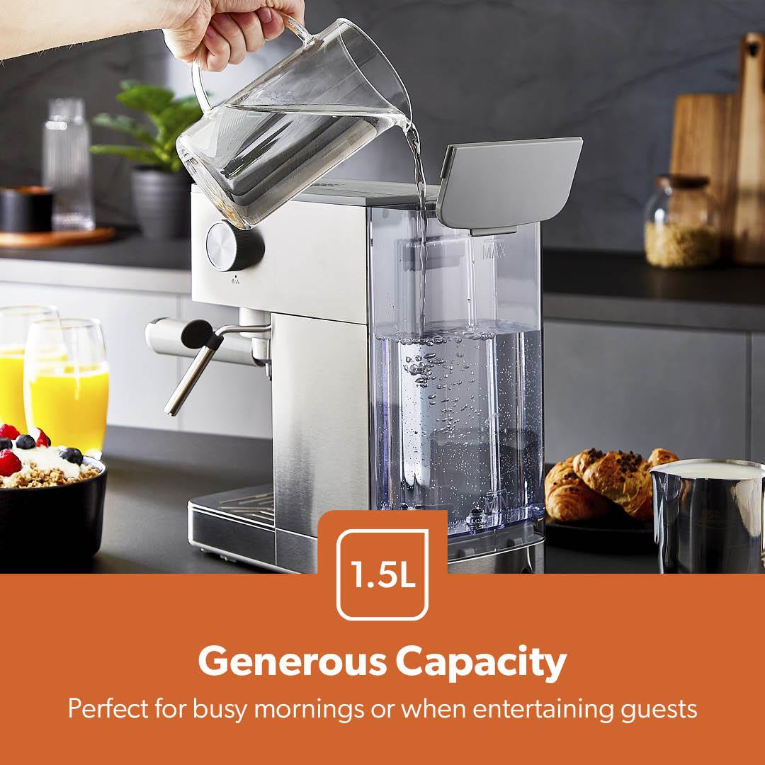 1450W Silver Slim Espresso Coffee Machine & Coffee Grinder Set