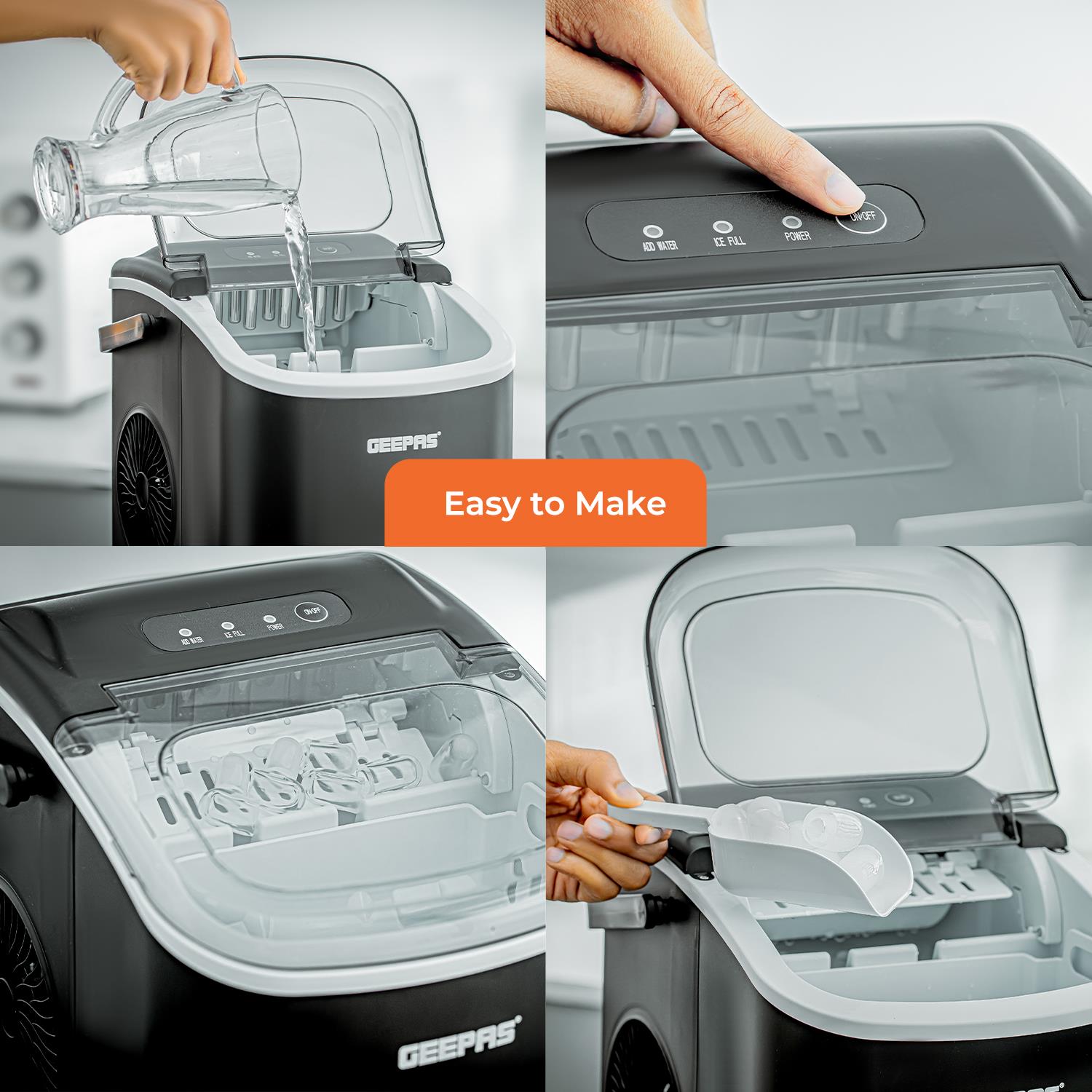 Automatic Countertop Ice Cube Maker Machine 2.2L (Black & Silver)