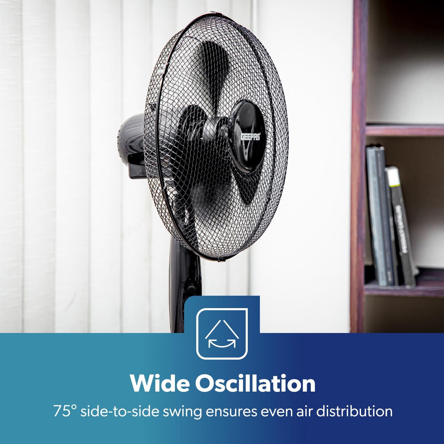 16" Oscillating Pedestal Fan Adjustable Height & 3-Speed