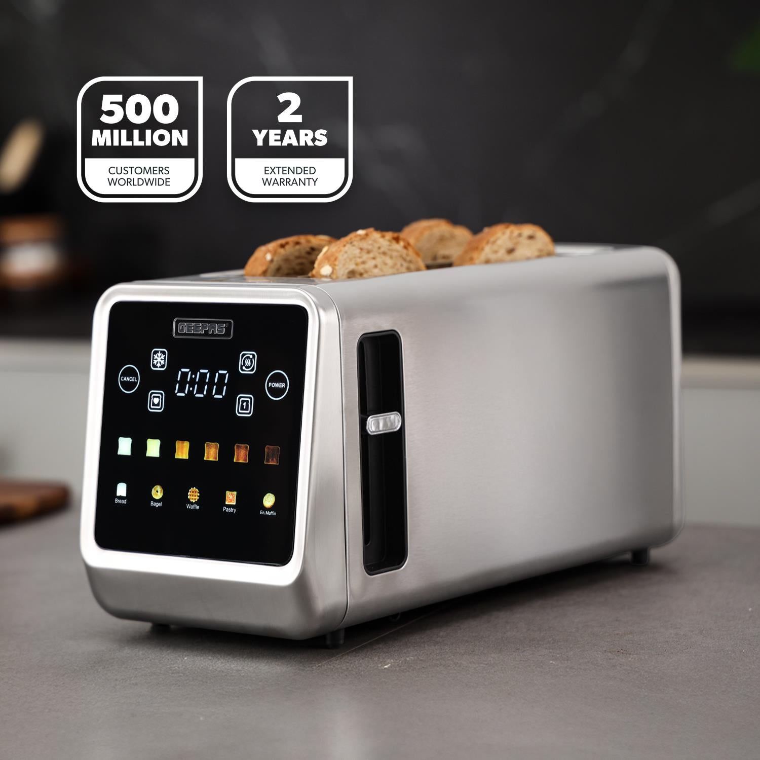 1450W High-Power Touchscreen Digital Extra-Long Toaster