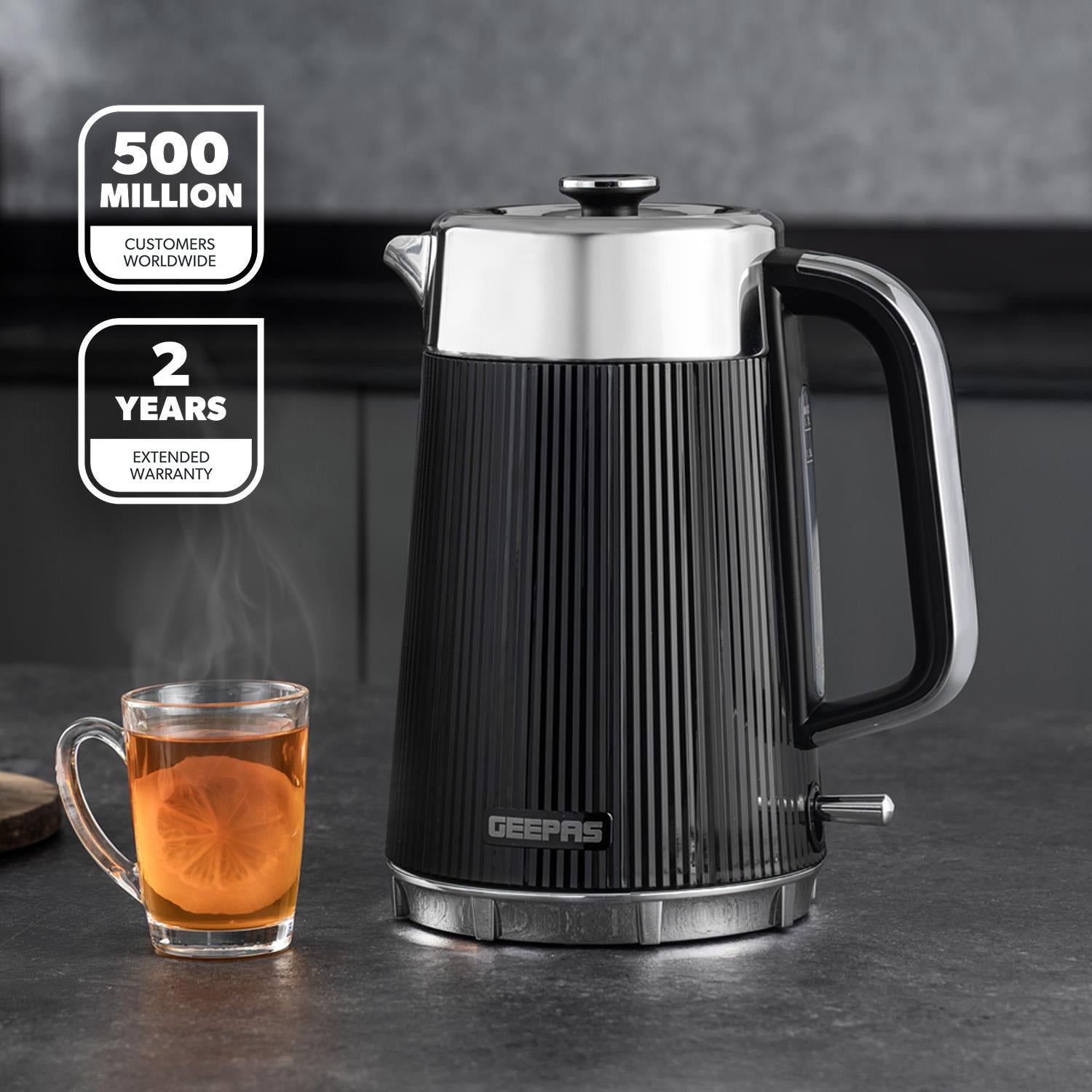 1.7L 3000W Electric Kettle & 4 Slice Toaster Kitchen Set Arcus Black