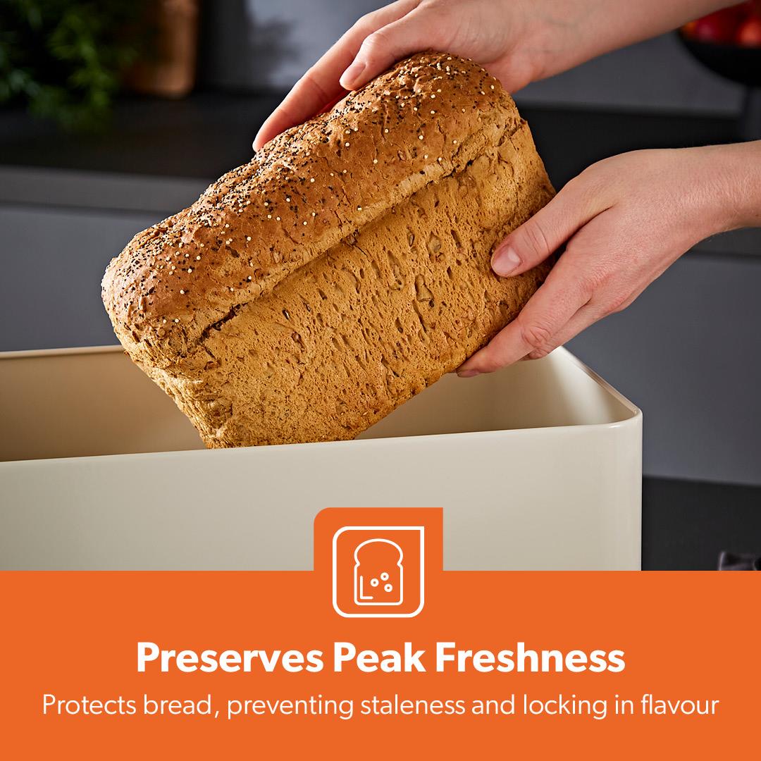 Cream Retrovive 13L Carbon Steel Bread Bin
