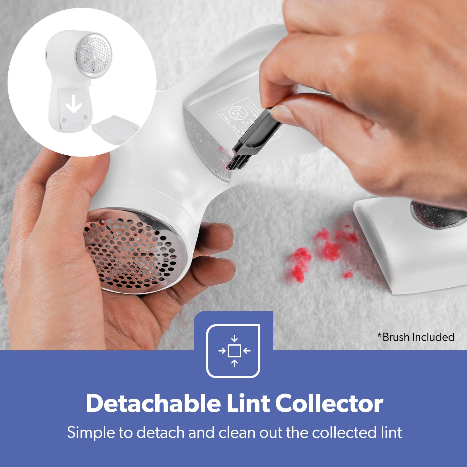 Digital White Battery Operated Fabric Shaver/Lint Remover