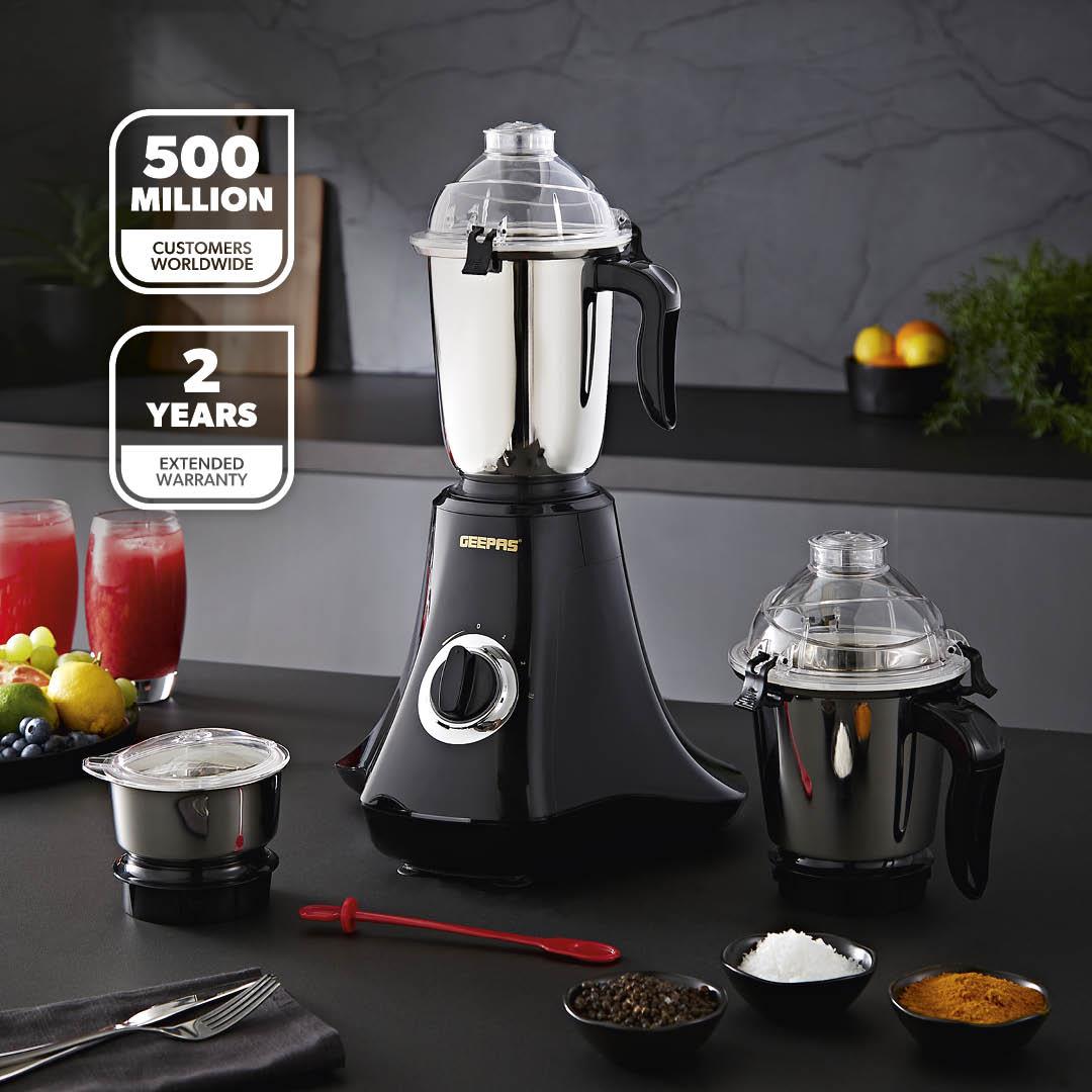 3-In-1 Black Wet & Dry Electric Mixer Grinder With Multi-Jar Set