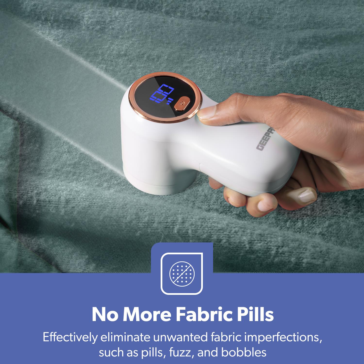 Digital White Battery Operated Fabric Shaver/Lint Remover