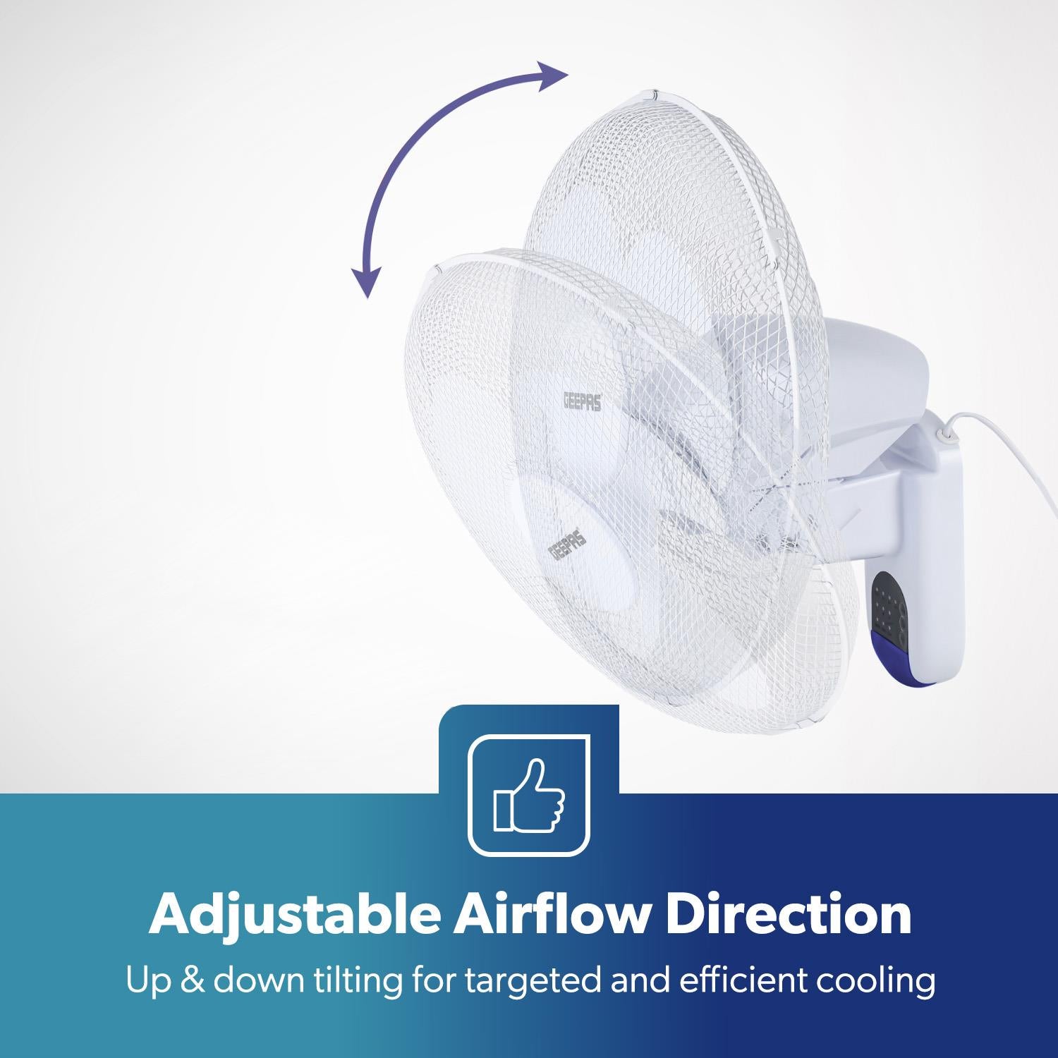 16" White Remote Controlled Three-Speed Wall Fan 45W