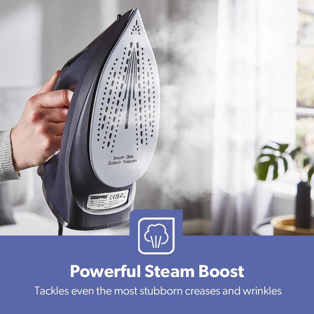 2400W Non-Stick Steam Clothes Iron With Dry & Wet Settings