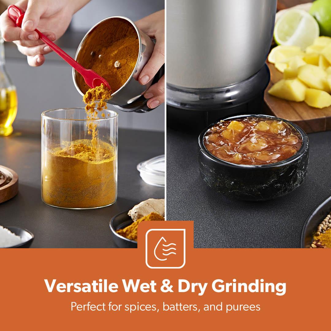 3-In-1 Black Wet & Dry Electric Mixer Grinder With Multi-Jar Set