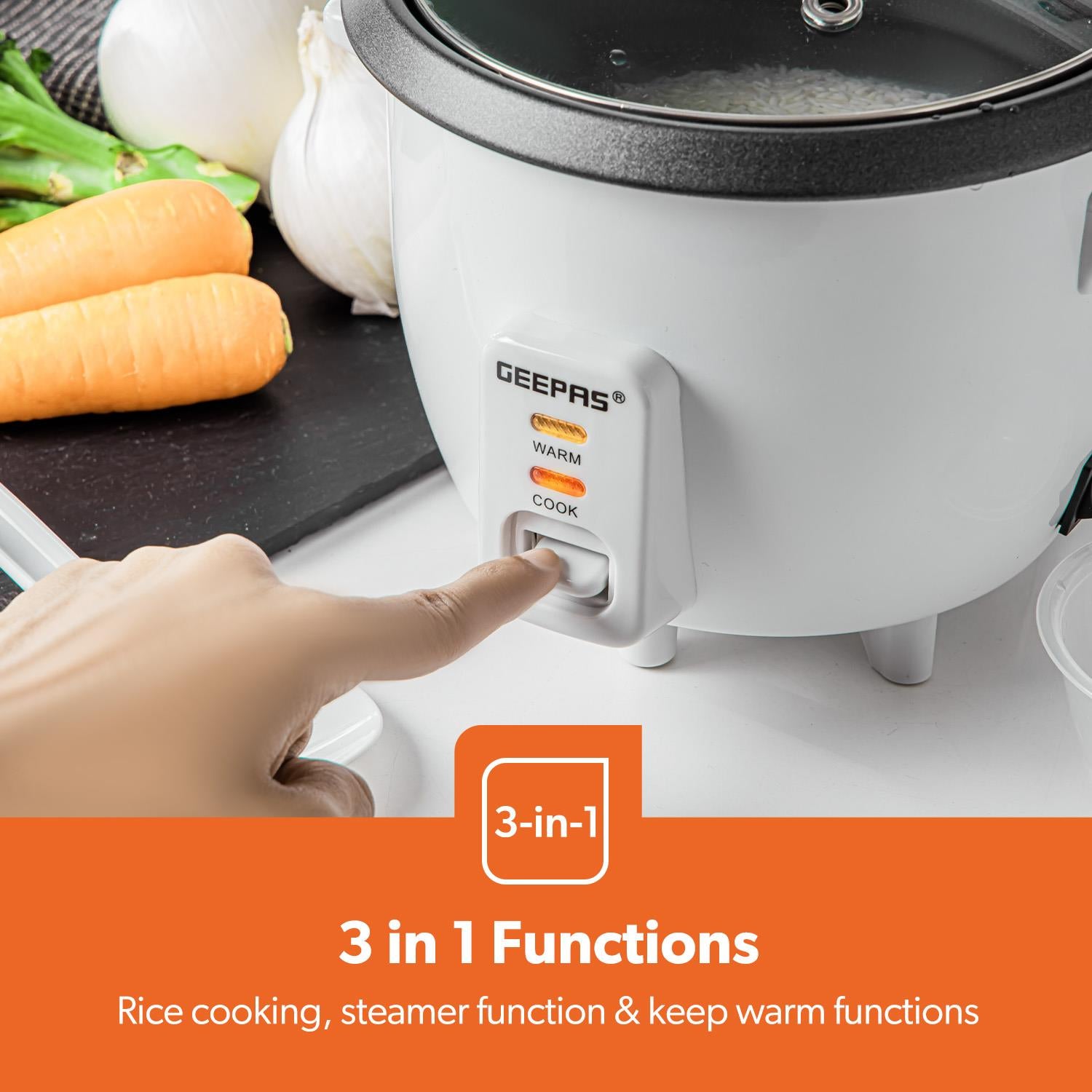 0.6L White Non-Stick Electric Rice Cooker With Cup & Spatula