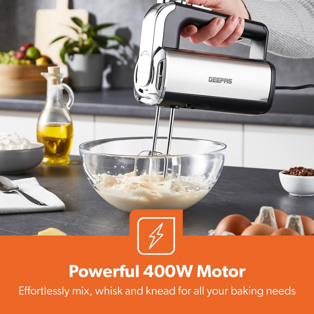 5-Speed Black and Silver Electric Mixer and Whisk 400W